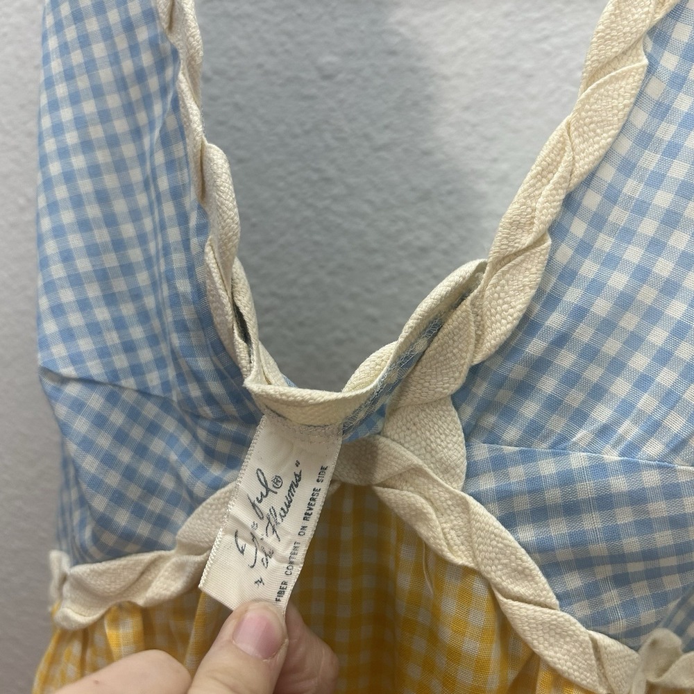 VTG 70s Prairie Dress & Pinafore Eye Candy by the‎ Flaums Cottagecore Gingham S - Picture 8 of 16
